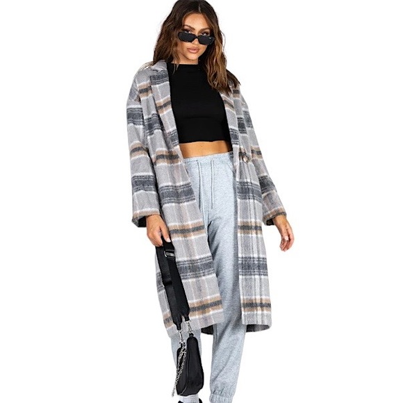 Princess Polly Jackets & Blazers - Princess Polly Penelope Coat Grey Multi